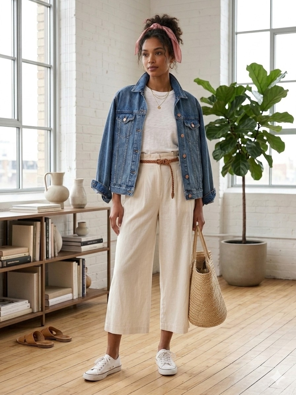 Zara Linen Blend Wide Leg Culottes NWOT Cream